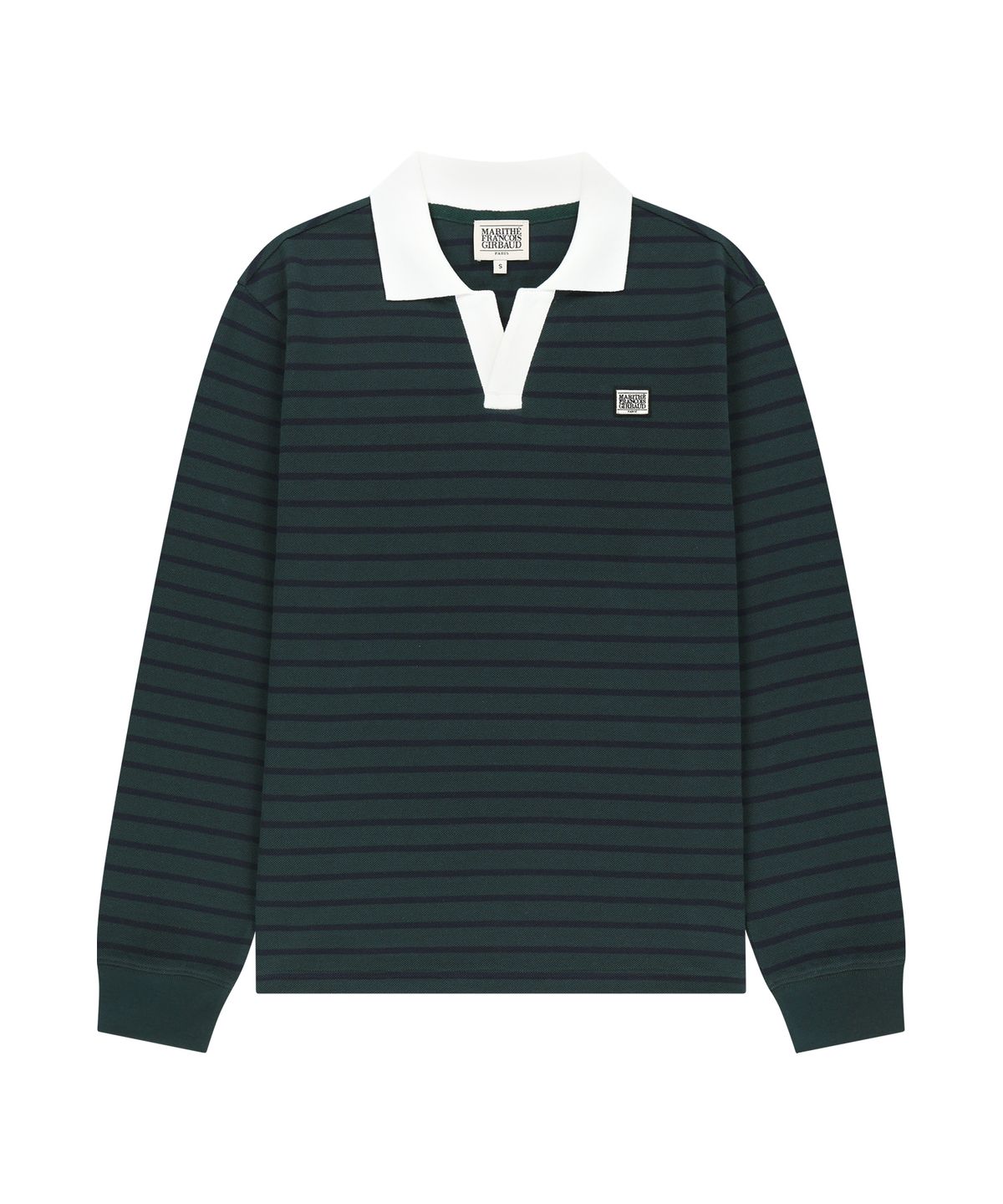 마리떼 프랑소와 저버(MARITHÉ + FRANҪOIS GIRBAUD) COLLAR PIQUE LONG SLEEVE TEE stripe