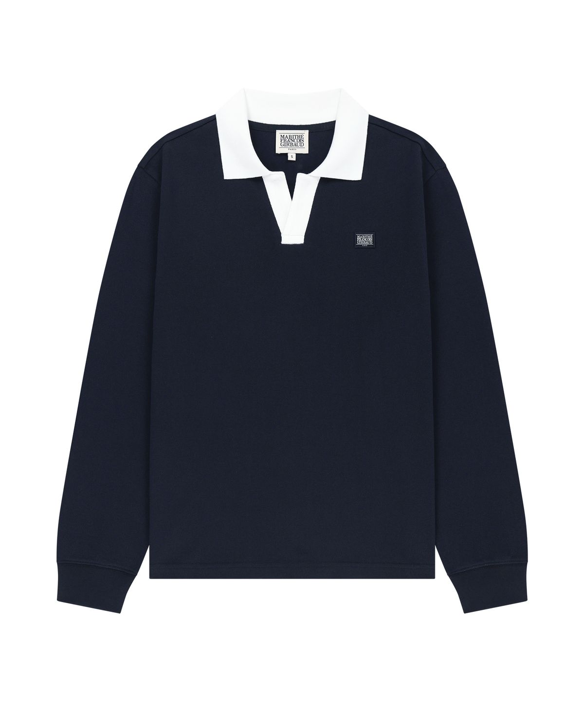 마리떼 프랑소와 저버(MARITHÉ + FRANҪOIS GIRBAUD) COLLAR PIQUE LONG SLEEVE TEE navy