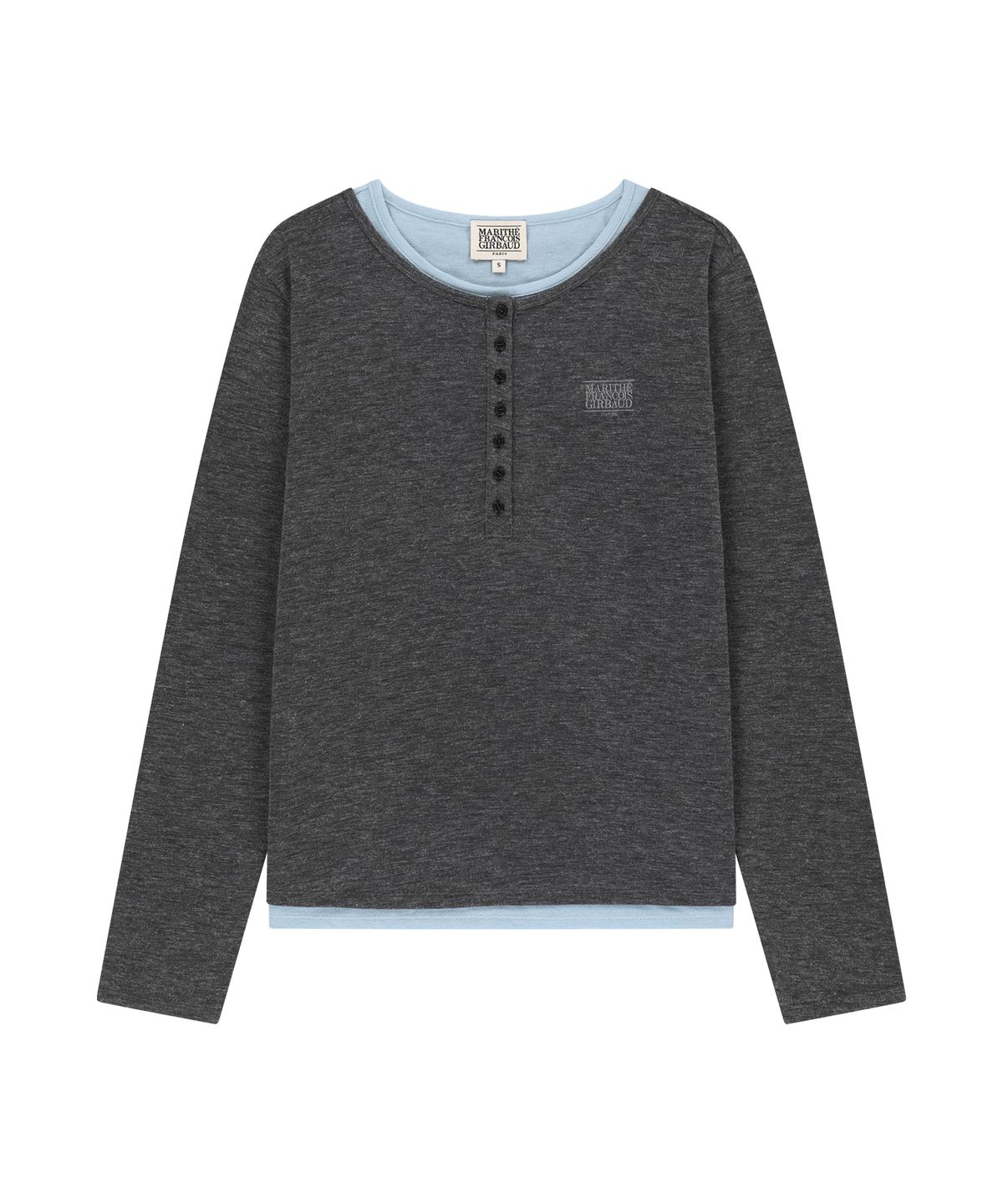 마리떼 프랑소와 저버(MARITHÉ + FRANҪOIS GIRBAUD) W HENLEY NECK LAYERED LONG SLEEVE TEE charcoal