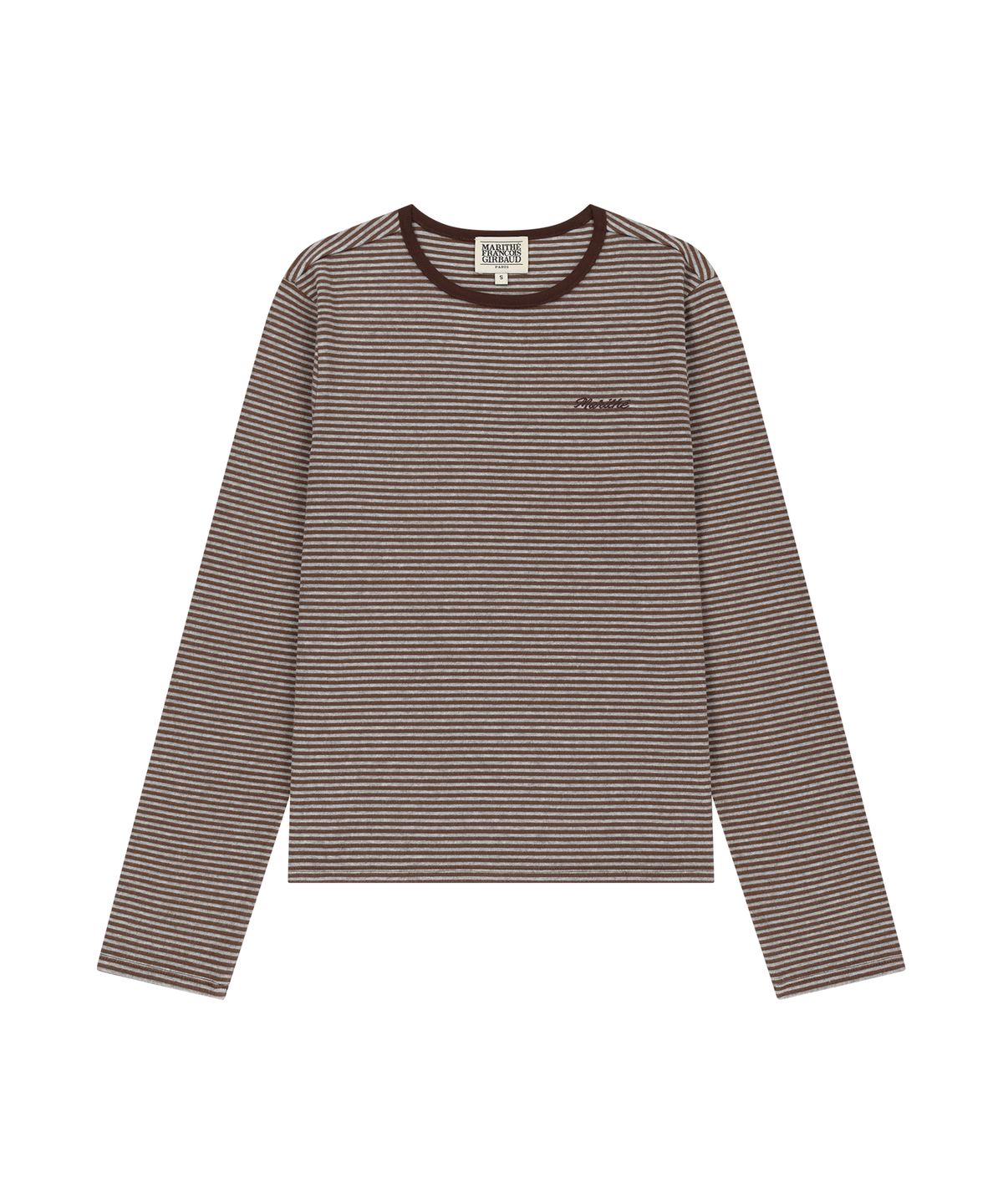 마리떼 프랑소와 저버(MARITHÉ + FRANҪOIS GIRBAUD) W STRIPE LONG SLEEVE TEE dark brown
