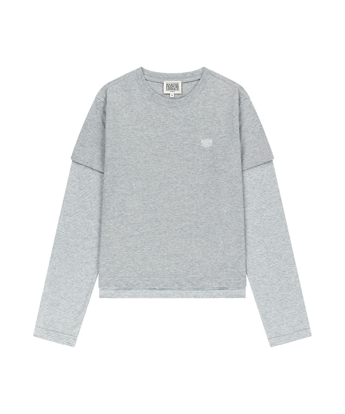 마리떼 프랑소와 저버(MARITHÉ + FRANҪOIS GIRBAUD) W HALF SLEEVE LAYERED LONG SLEEVE TEE heather gray