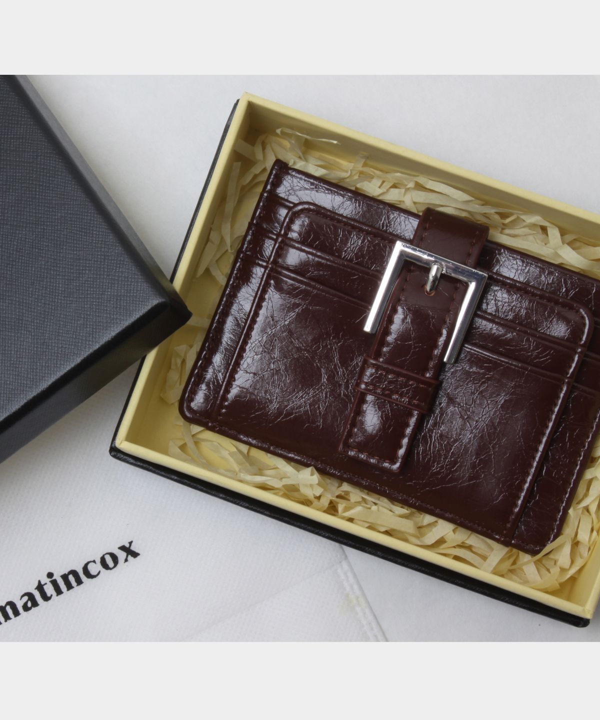 마틴콕스(MATINCOX) Buckle Card Wallet - Chocolate
