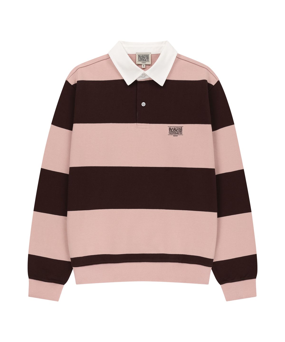 마리떼 프랑소와 저버(MARITHÉ + FRANҪOIS GIRBAUD) SMALL CLASSIC LOGO RUGBY STRIPE SWEATSHIRT brown