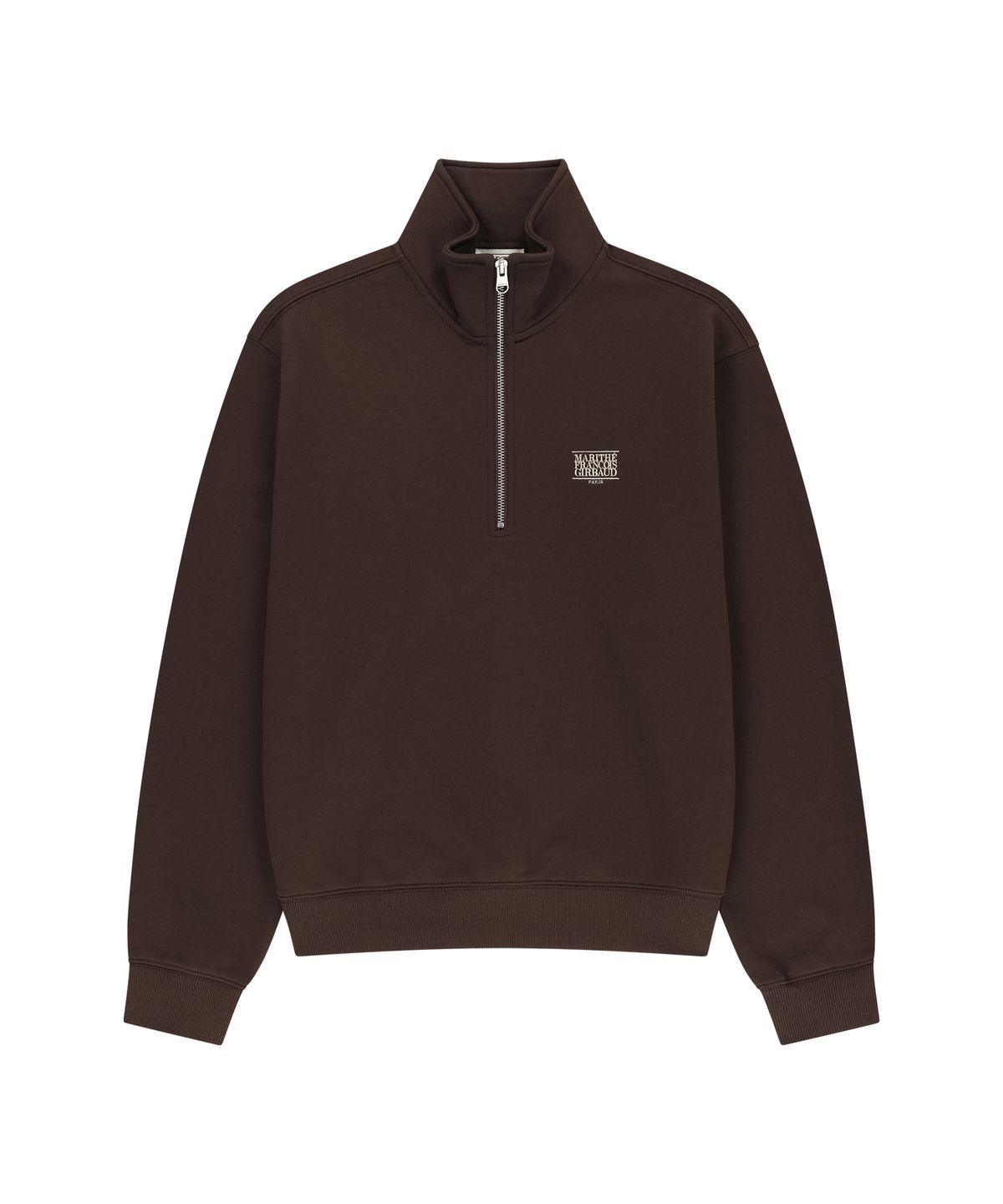 마리떼 프랑소와 저버(MARITHÉ + FRANҪOIS GIRBAUD) SMALL CLASSIC LOGO HALF ZIPUP SWEATSHIRT dark brown