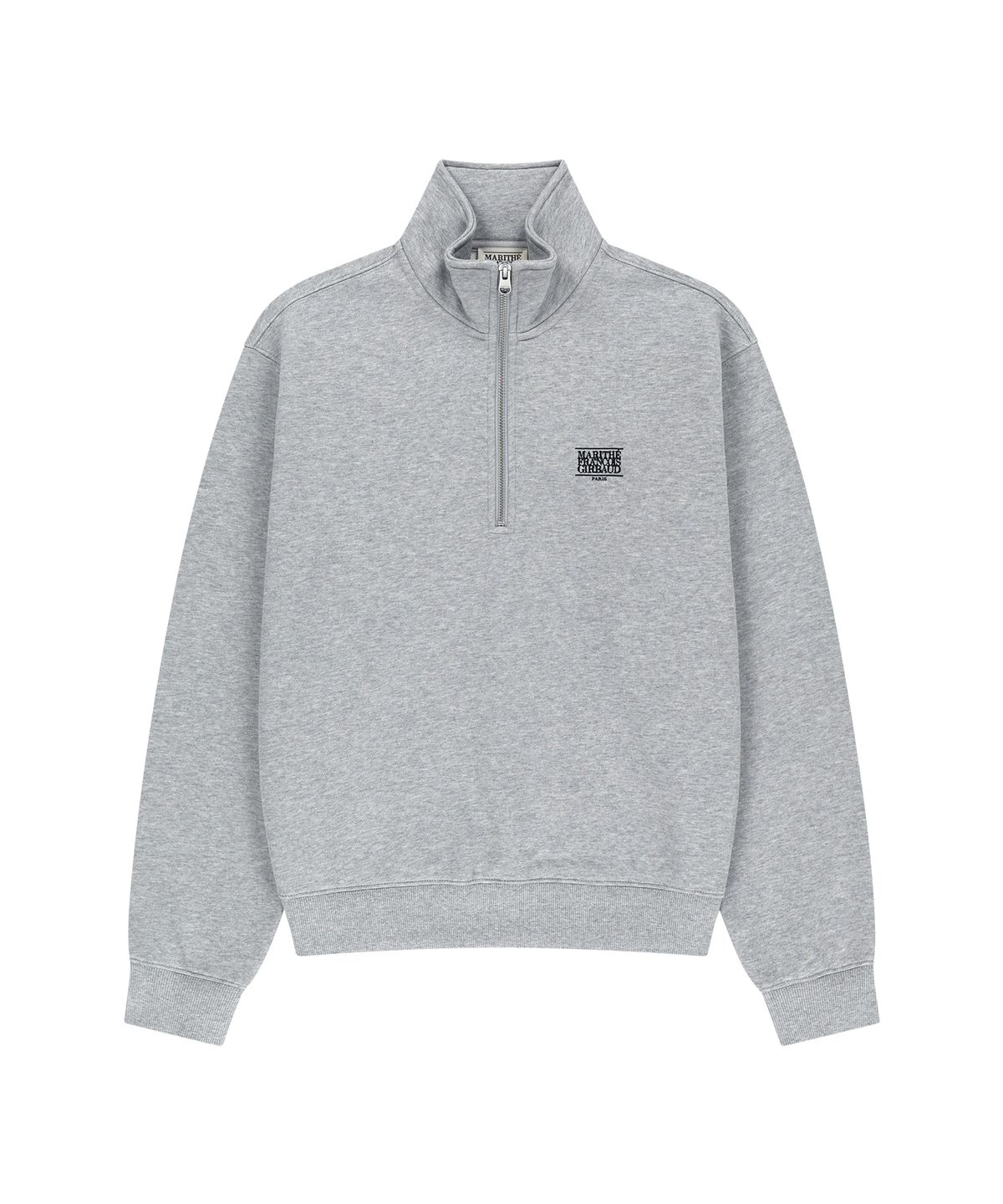 마리떼 프랑소와 저버(MARITHÉ + FRANҪOIS GIRBAUD) SMALL CLASSIC LOGO HALF ZIPUP SWEATSHIRT heather gray