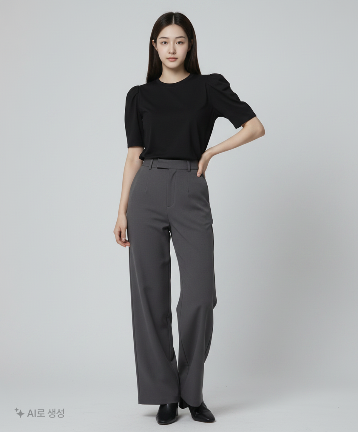 비뮤즈맨션(BEMUSE MANSION) Curved short sleeve tee - Black FREE