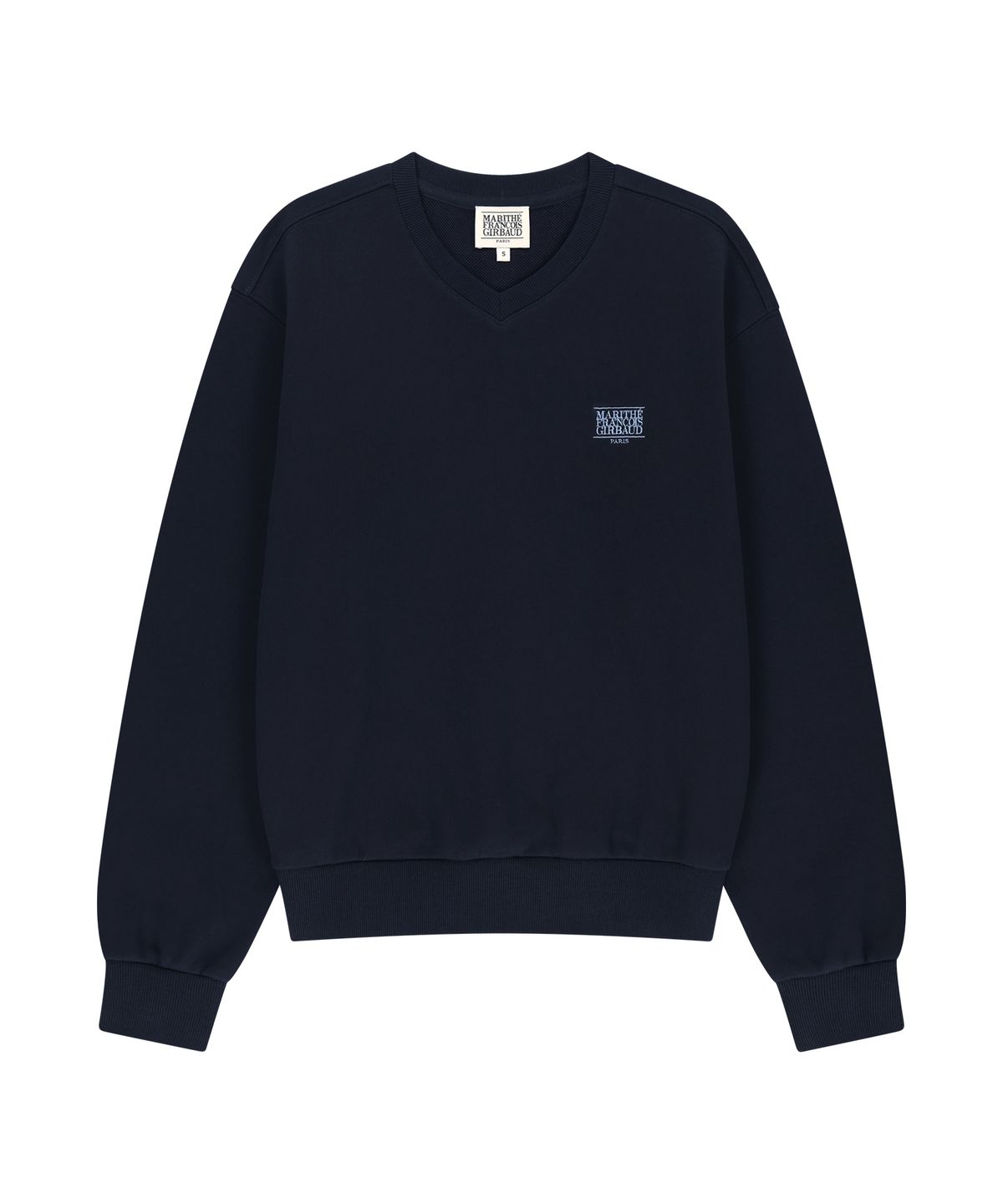 마리떼 프랑소와 저버(MARITHÉ + FRANҪOIS GIRBAUD) W SMALL CLASSIC LOGO V NECK BALLOON SWEATSHIRT navy