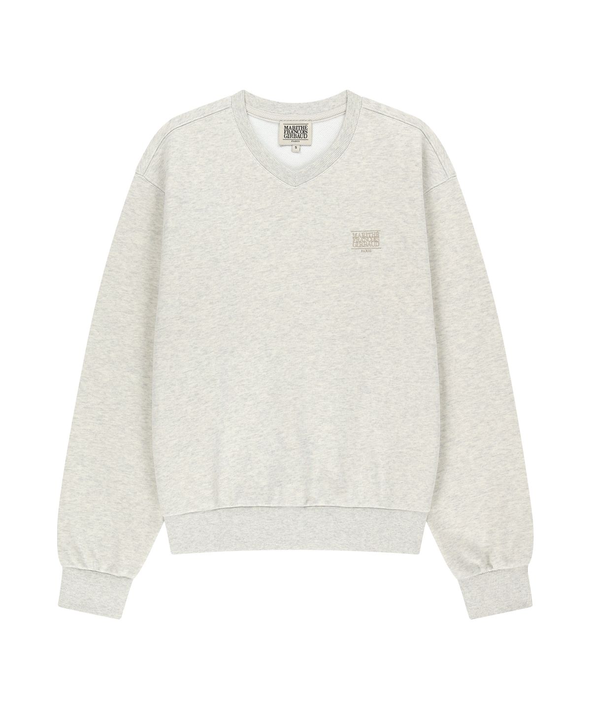 마리떼 프랑소와 저버(MARITHÉ + FRANҪOIS GIRBAUD) W SMALL CLASSIC LOGO V NECK BALLOON SWEATSHIRT oatmeal