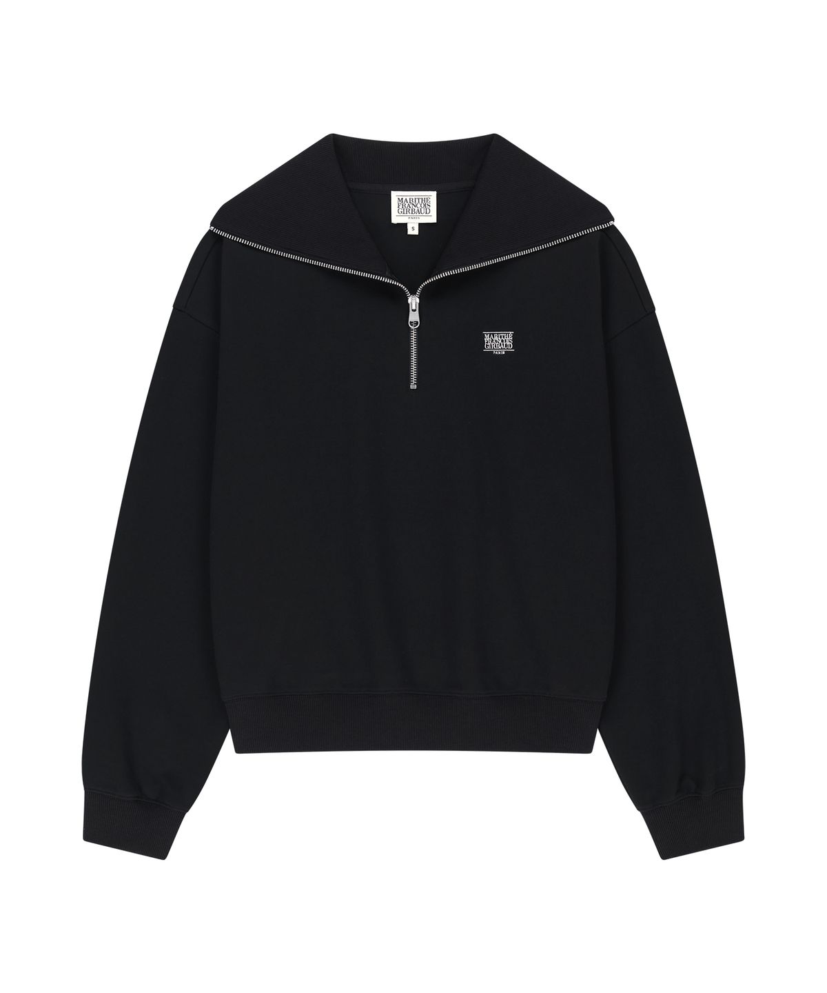 마리떼 프랑소와 저버(MARITHÉ + FRANҪOIS GIRBAUD) W MICRO CLASSIC LOGO QUARTER ZIPUP SWEATSHIRT black