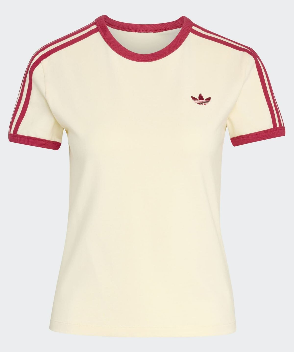 아디다스(ADIDAS) 3-스트라이프 슬림 티셔츠 - 웜바닐라 / KS4780