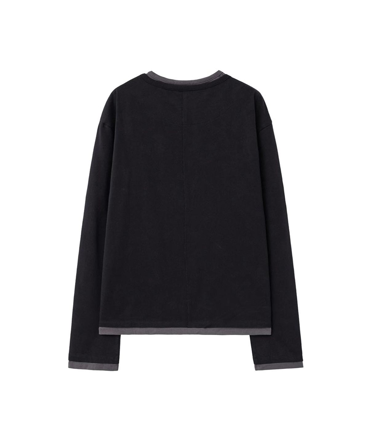 미세키서울 맨(MISEKISEOUL MEN) Layered diagonal henley neck long sleeve BLACK