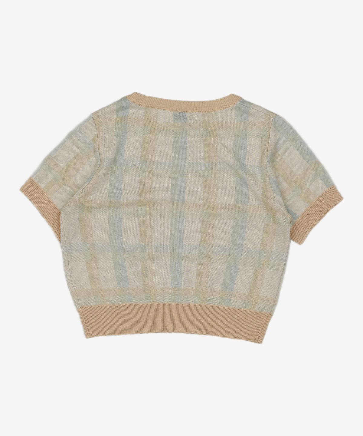 어몽(AMONG) A SPRING CHECK KNIT_IVORY S
