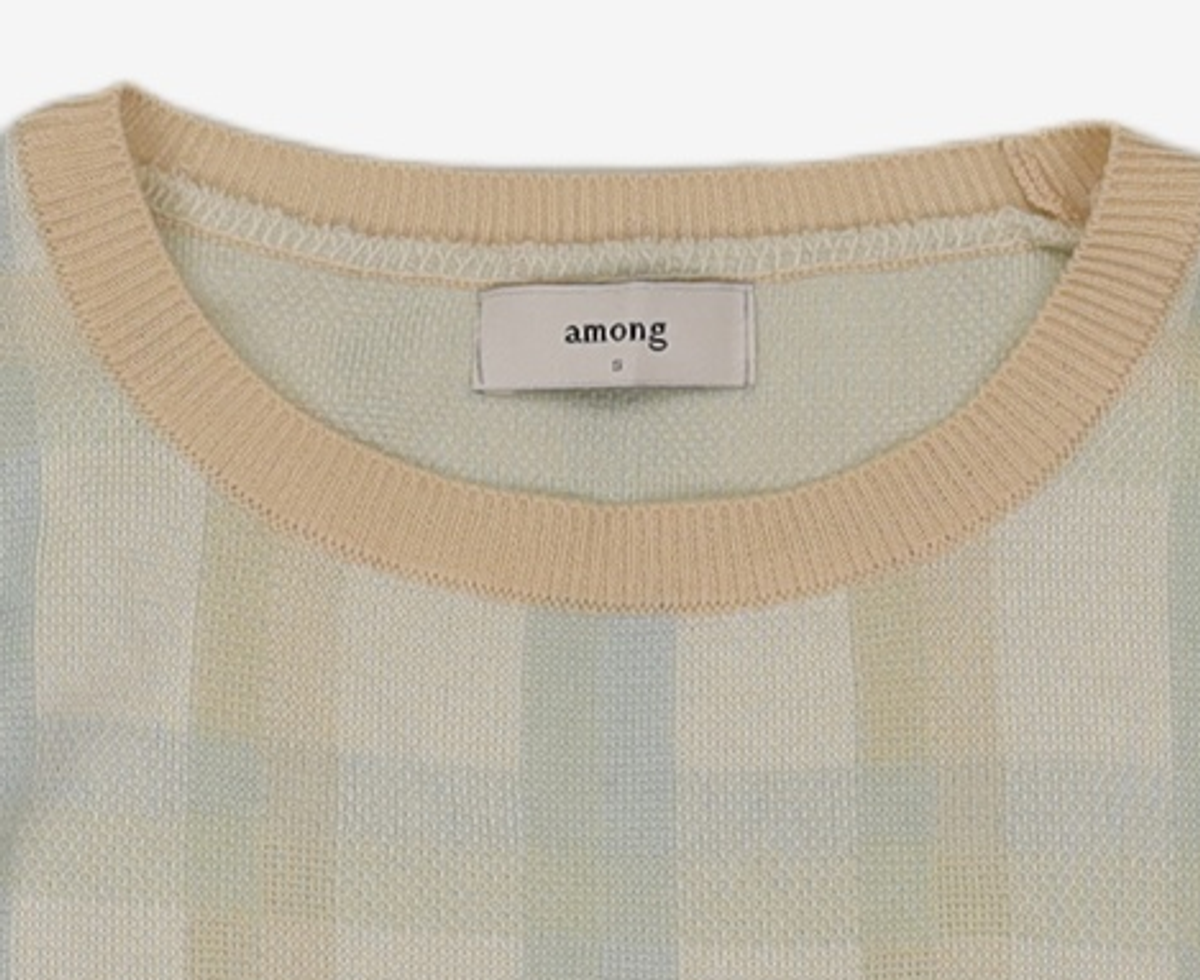 어몽(AMONG) A SPRING CHECK KNIT_IVORY S