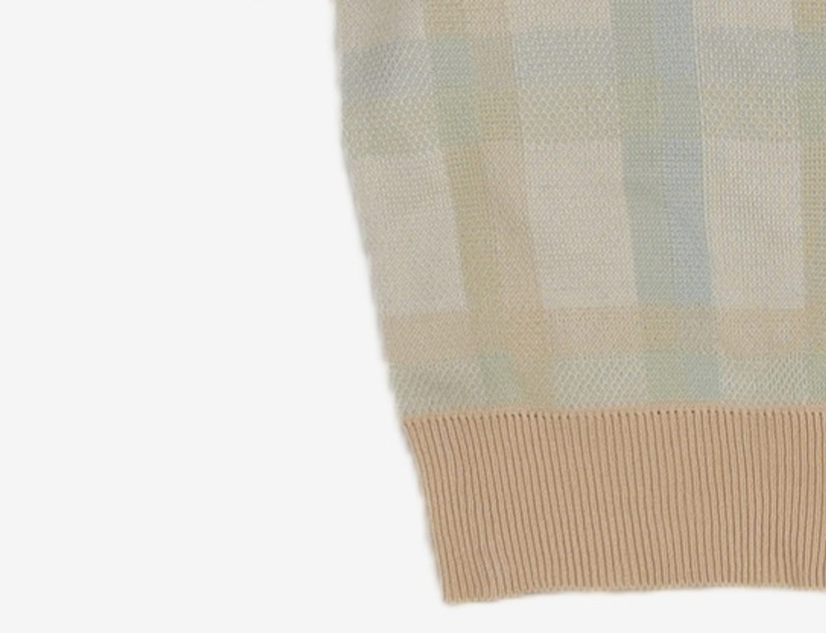 어몽(AMONG) A SPRING CHECK KNIT_IVORY S