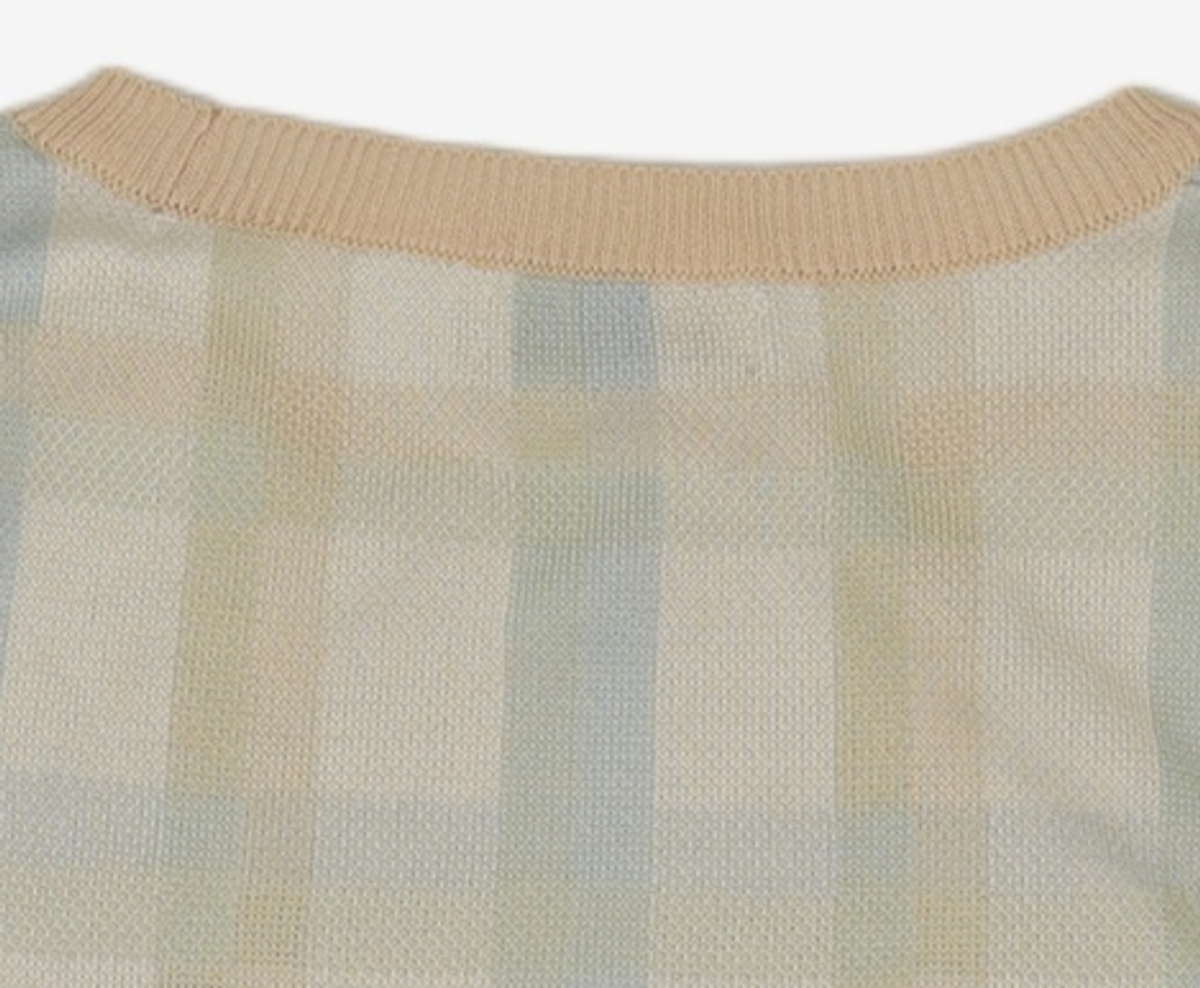 어몽(AMONG) A SPRING CHECK KNIT_IVORY S