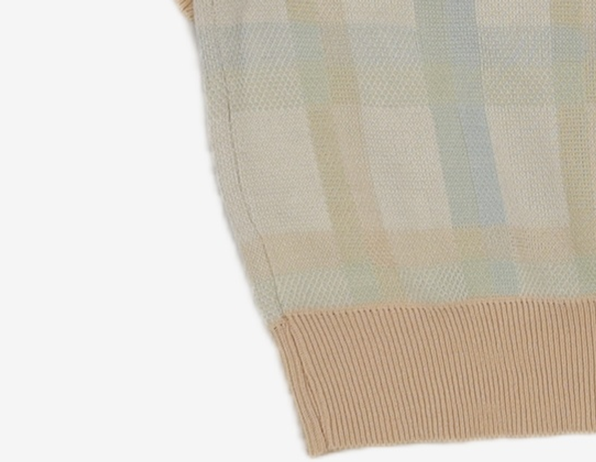 어몽(AMONG) A SPRING CHECK KNIT_IVORY S