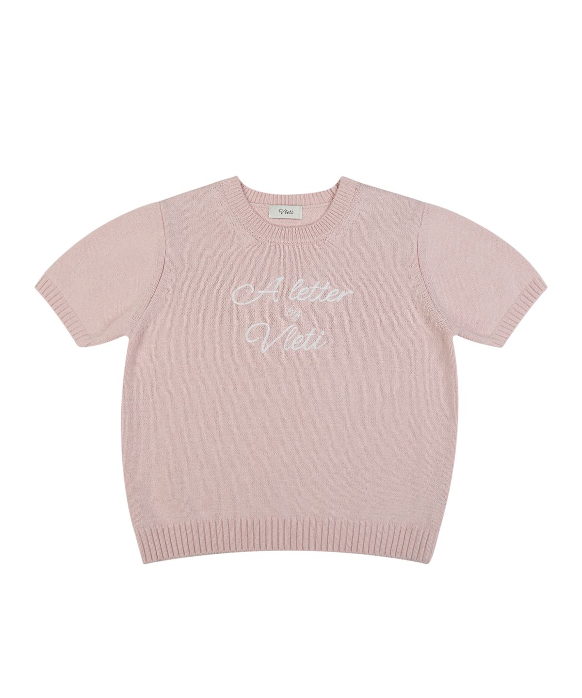 블레티(VLETI) Lettering Cotton Round Half Knit (pink)