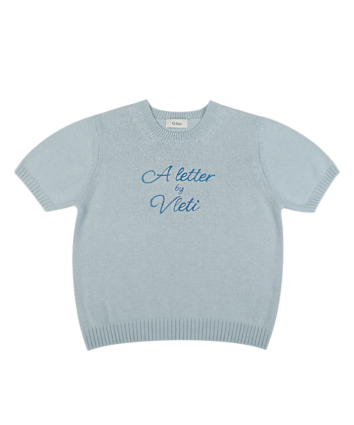 블레티(VLETI) Lettering Cotton Round Half Knit (sora)