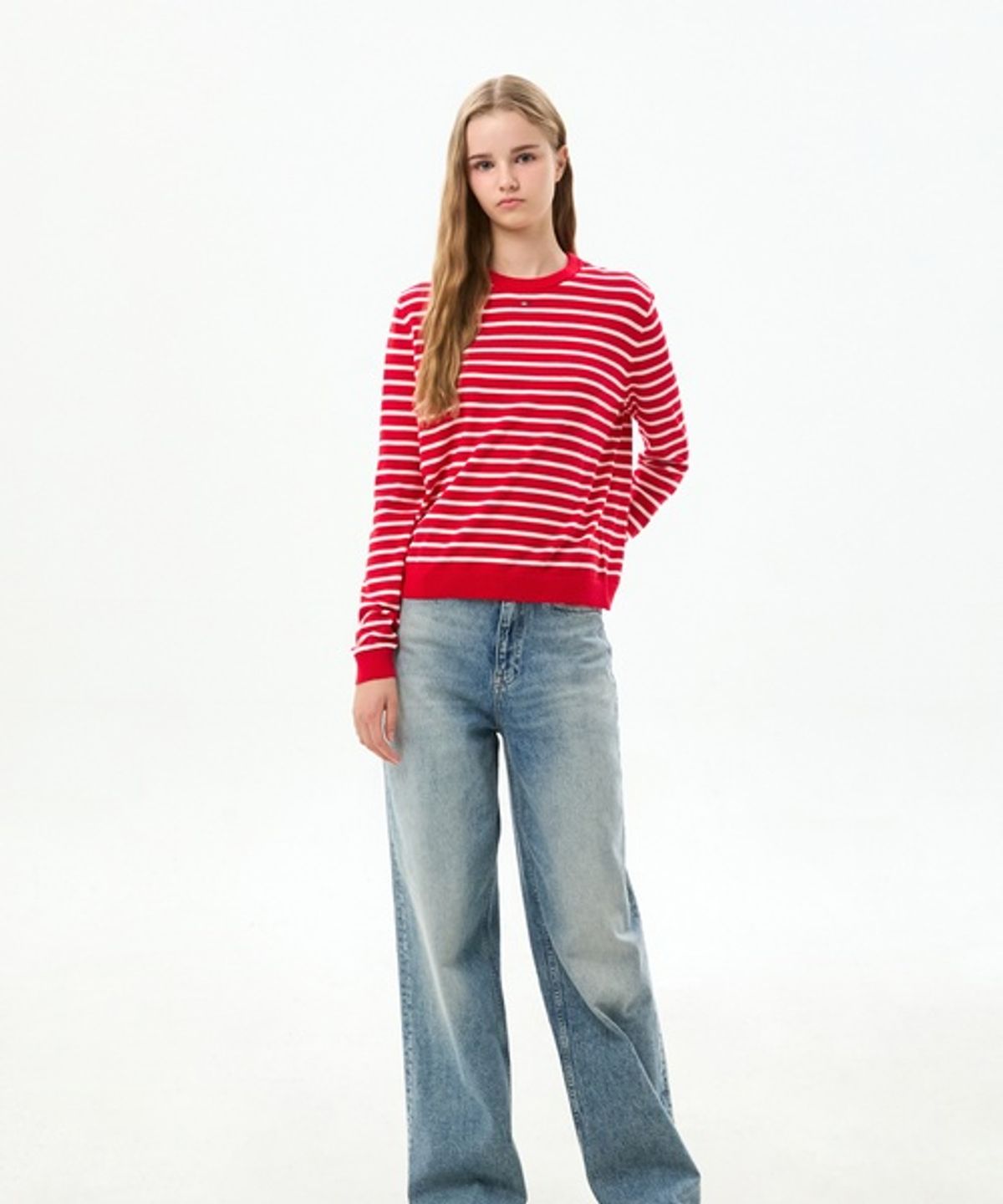 타미진스(TOMMY JEANS) 에센셜 코튼 크루넥 스웨터 (T32G6KTO13TWT10EX)