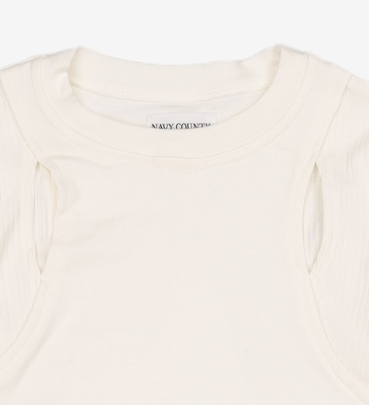 네이비 카운티(NAVY COUNTY) Slim Cut-out Top [Ecru] FREE