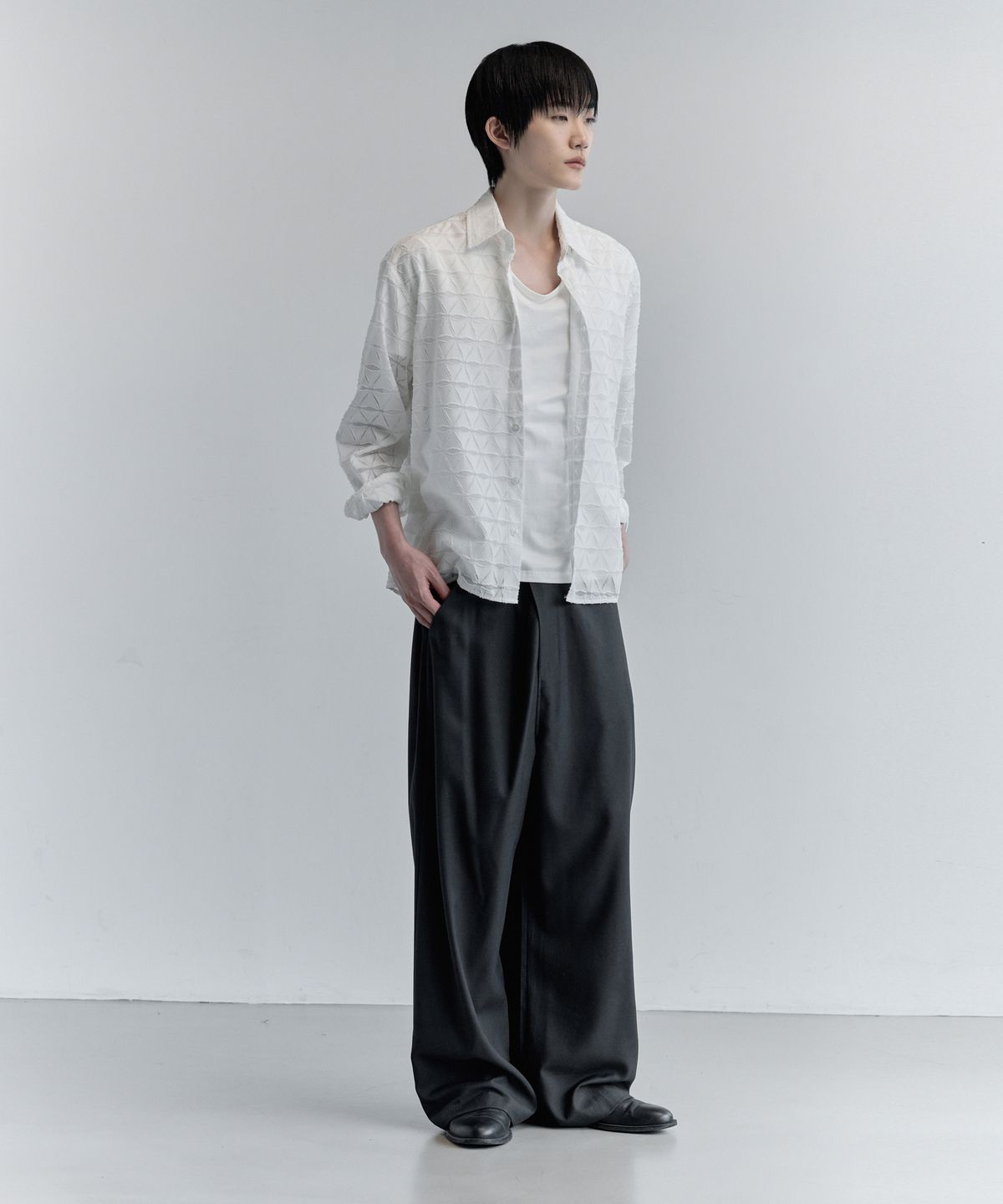 키류(KIRYU) PRISM CUT OFF SHIRT_SPACE WHITE