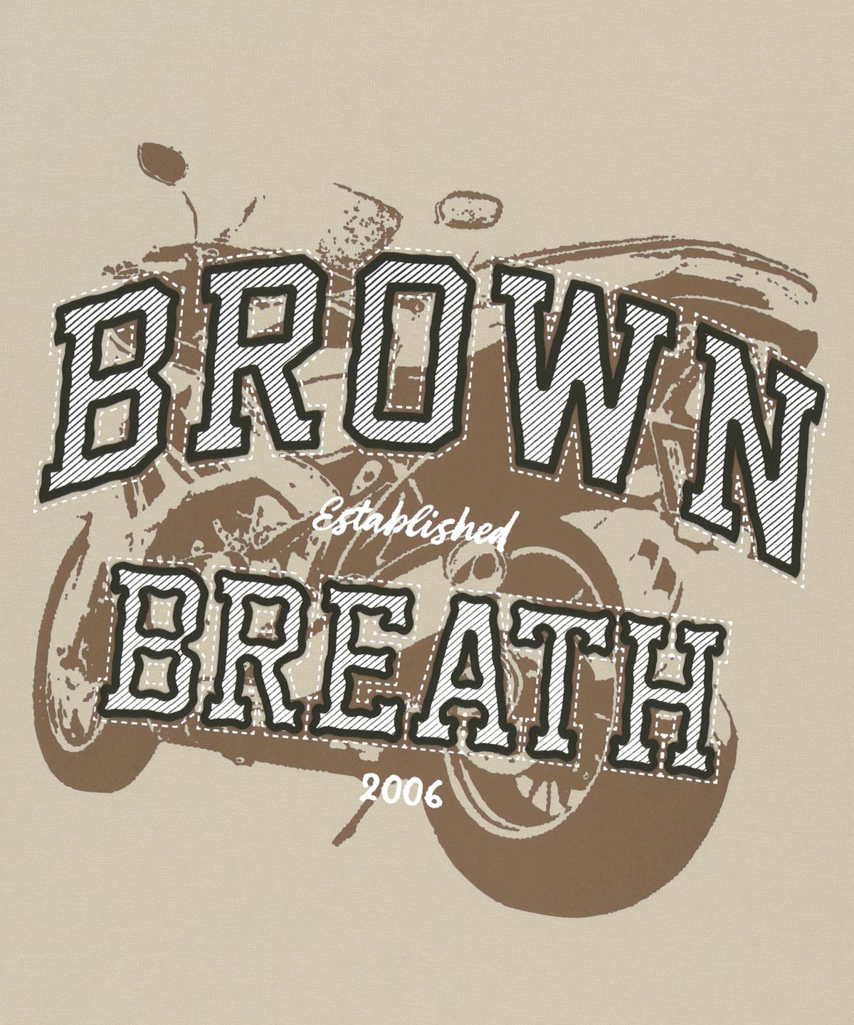 브라운브레스(BROWNBREATH) MOTO ARCH TEE - BEIGE