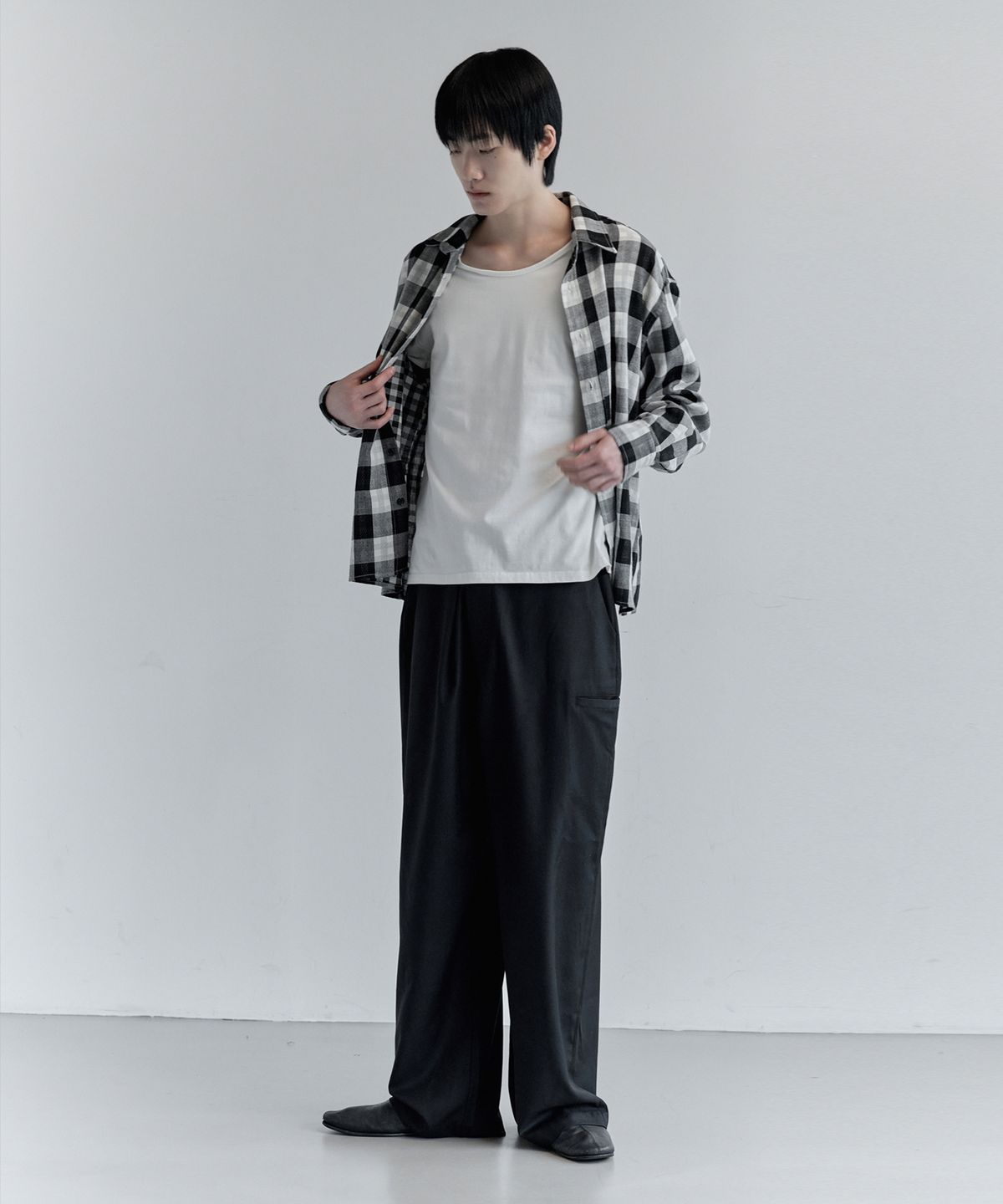 키류(KIRYU) BUFFALO BIG CHECK SHIRT_WHITE