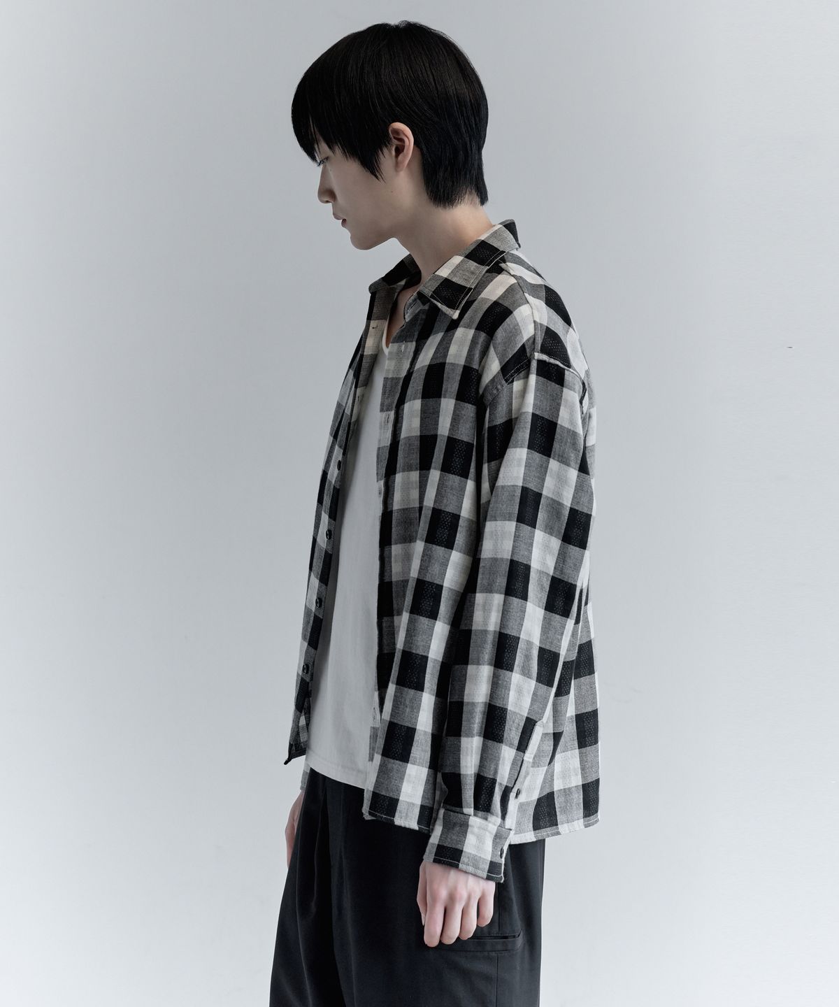 키류(KIRYU) BUFFALO BIG CHECK SHIRT_WHITE