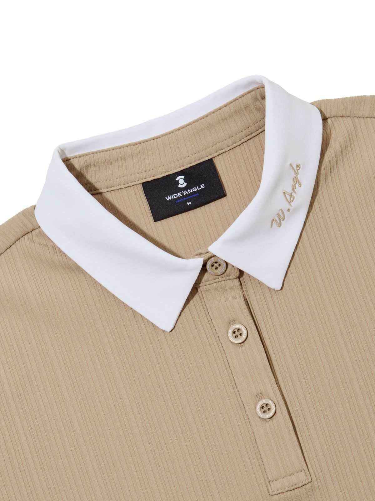와이드앵글(WIDEANGLE) TO 에센셜 골조직 폴로 티셔츠 L_Dark Beige