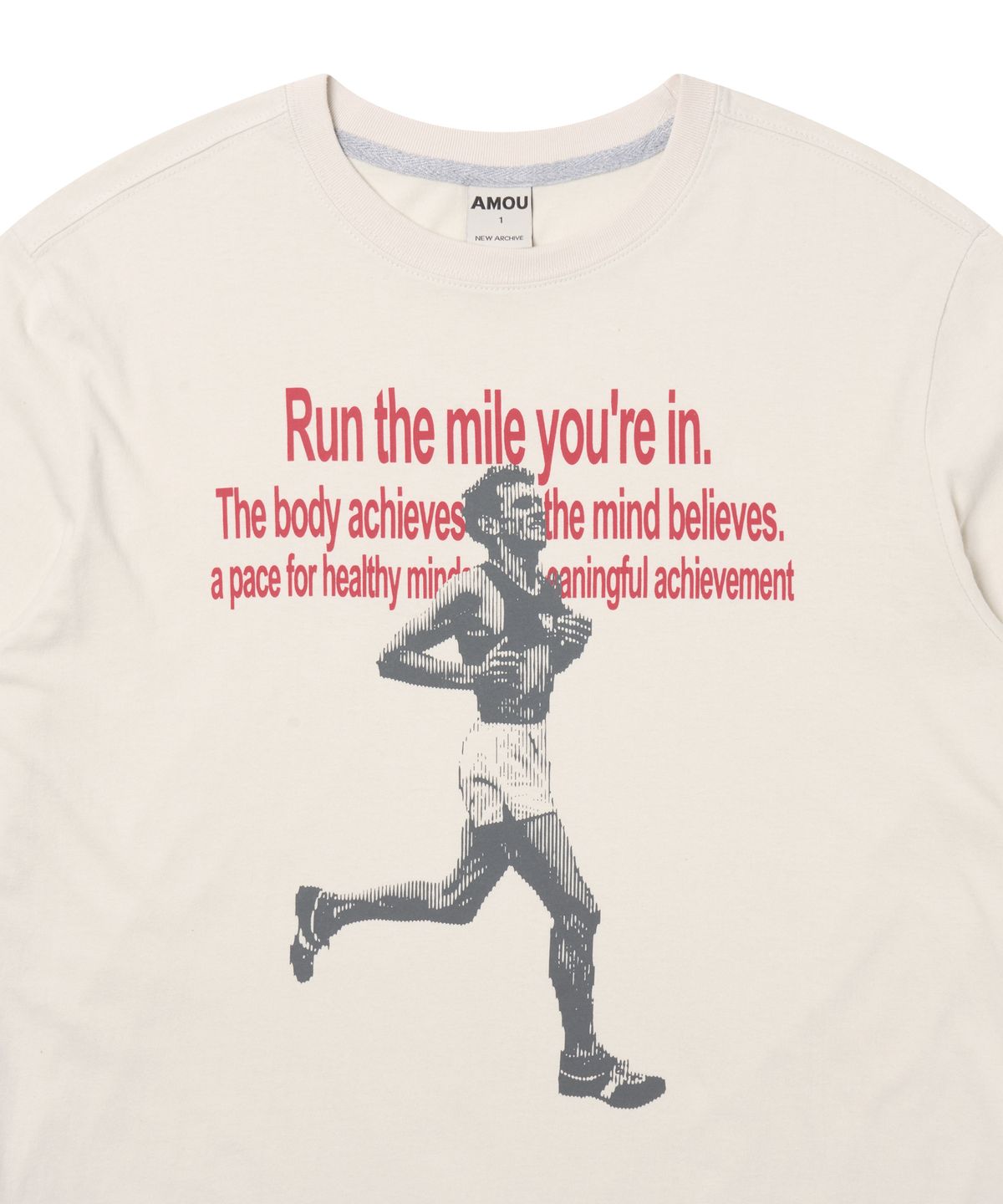 아모우(AMOU) Run the mile Long Sleeve LIGHT GRAY