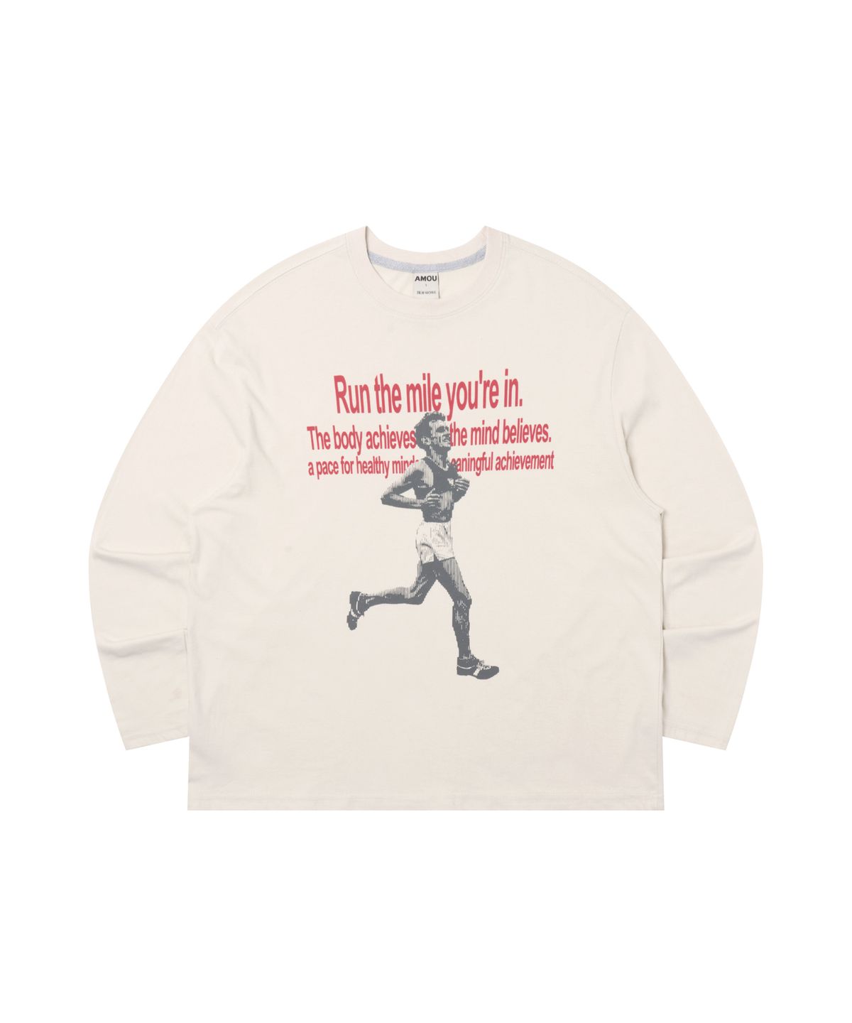 아모우(AMOU) Run the mile Long Sleeve LIGHT GRAY