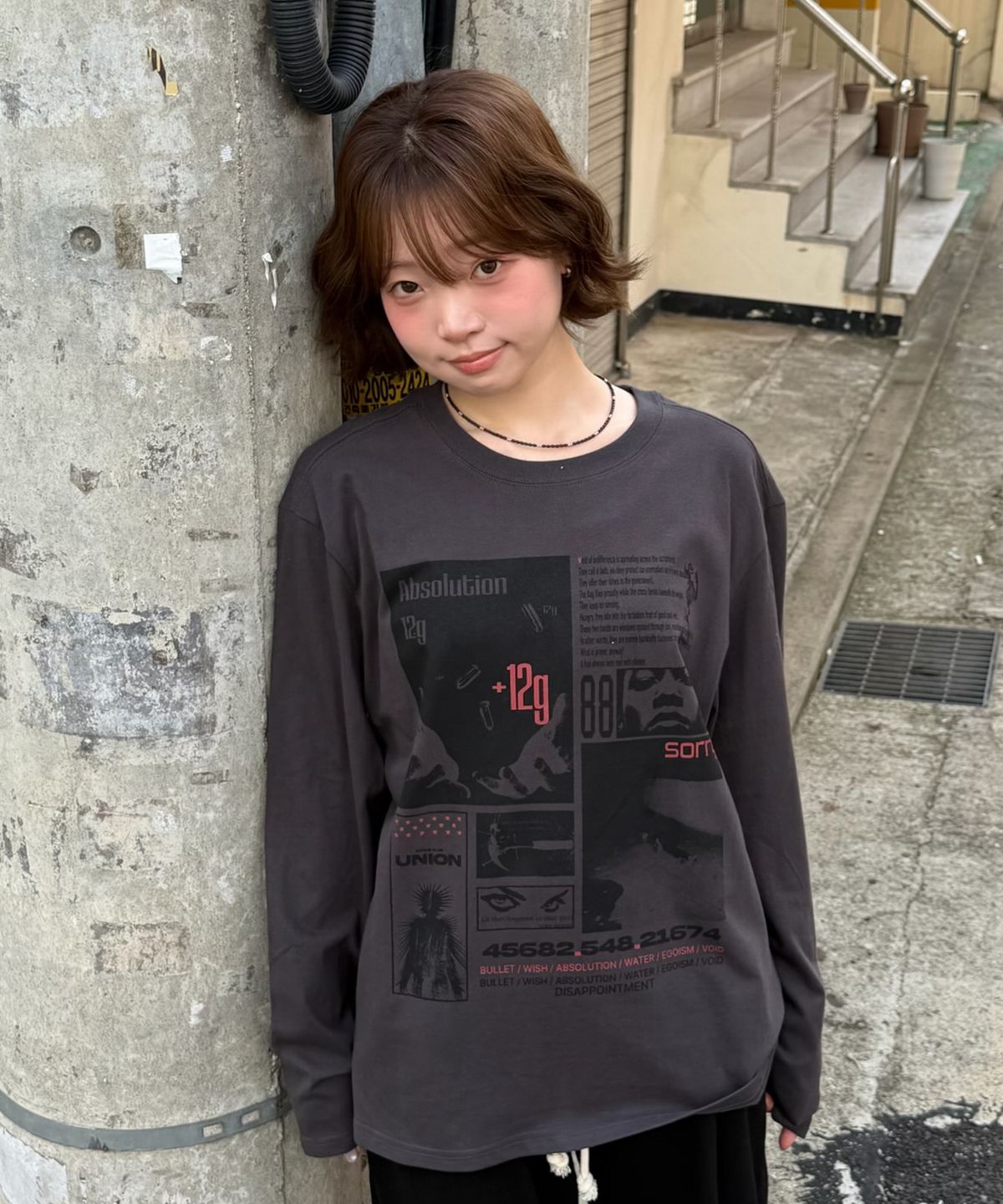 아모우(AMOU) 12 gram Long Sleeve CHACOAL GRAY