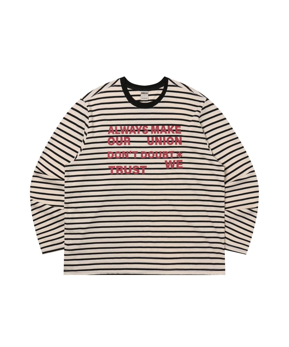 아모우(AMOU) Lettering Stripe Long Sleeve WHITE