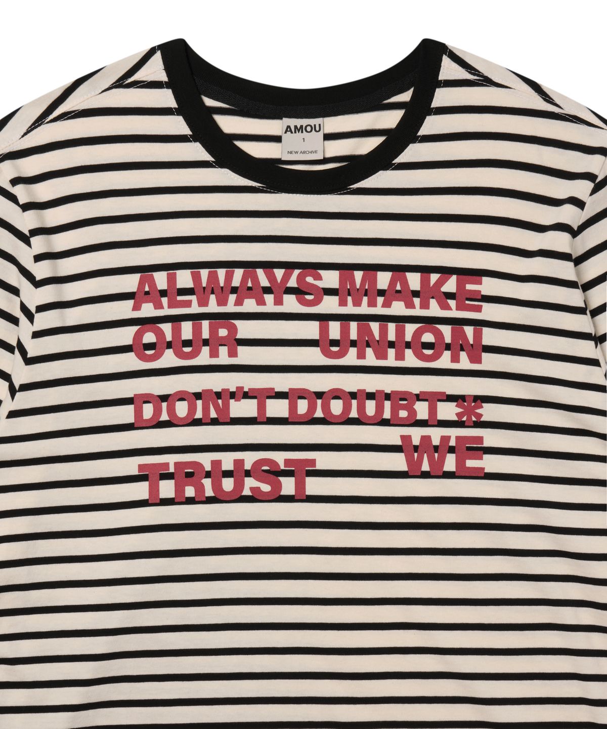 아모우(AMOU) Lettering Stripe Long Sleeve WHITE