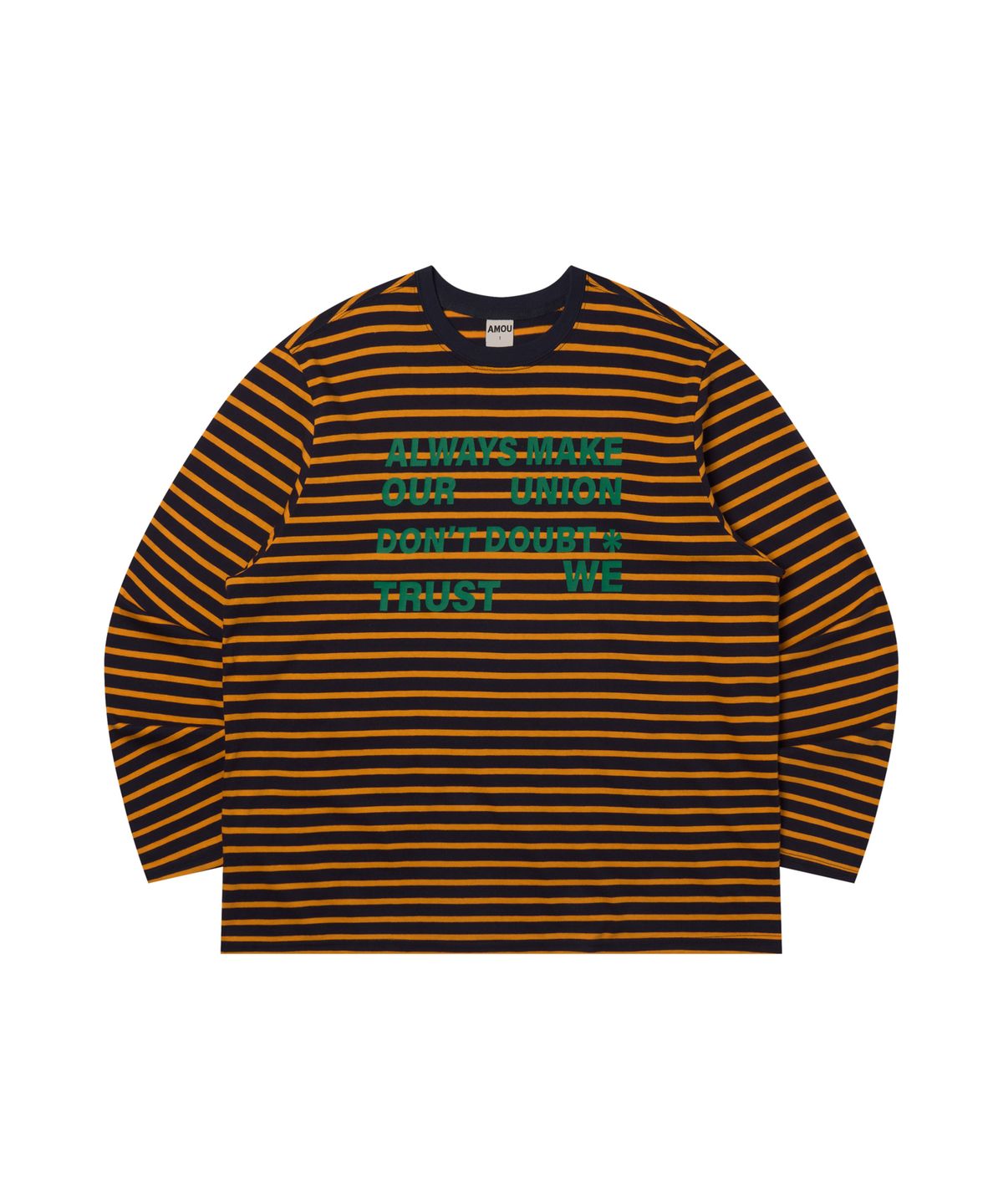 아모우(AMOU) Lettering Stripe Long Sleeve ORANGE