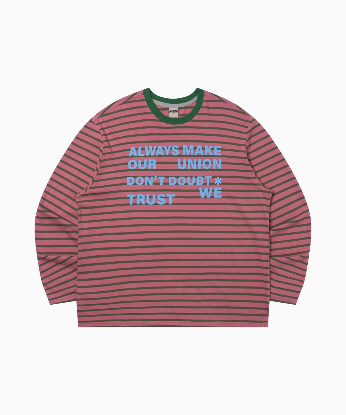 아모우(AMOU) Lettering Stripe Long Sleeve PINK