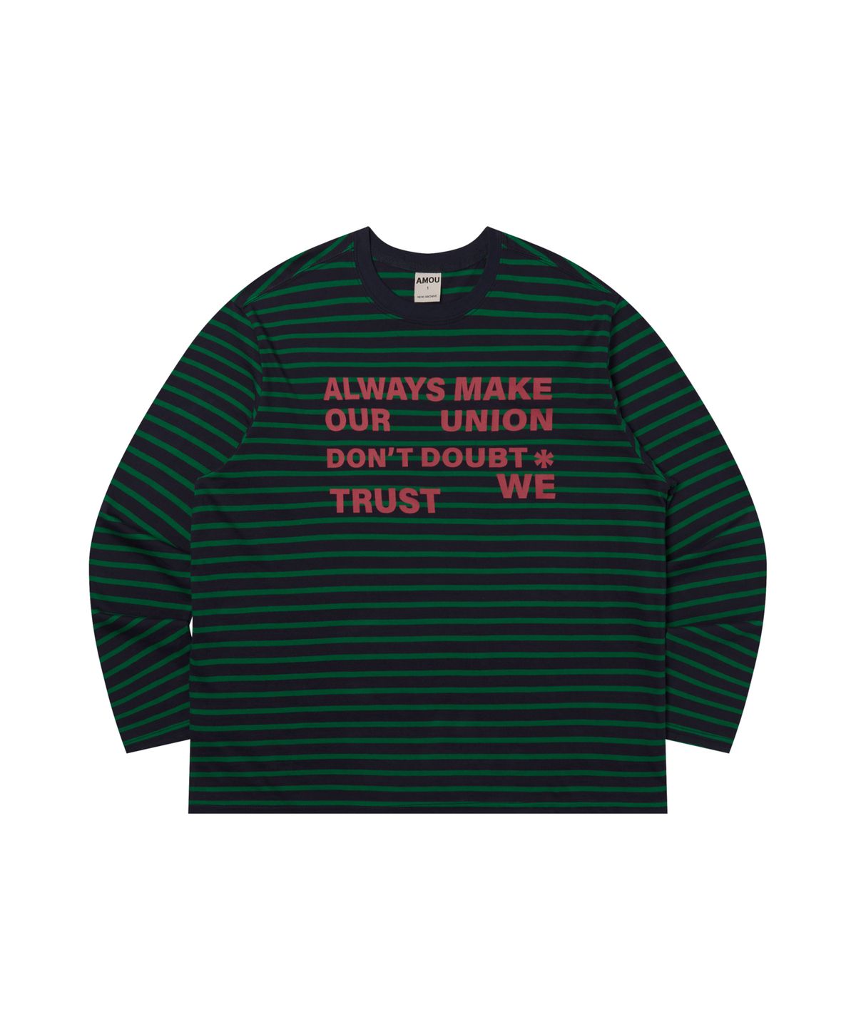 아모우(AMOU) Lettering Stripe Long Sleeve GREEN