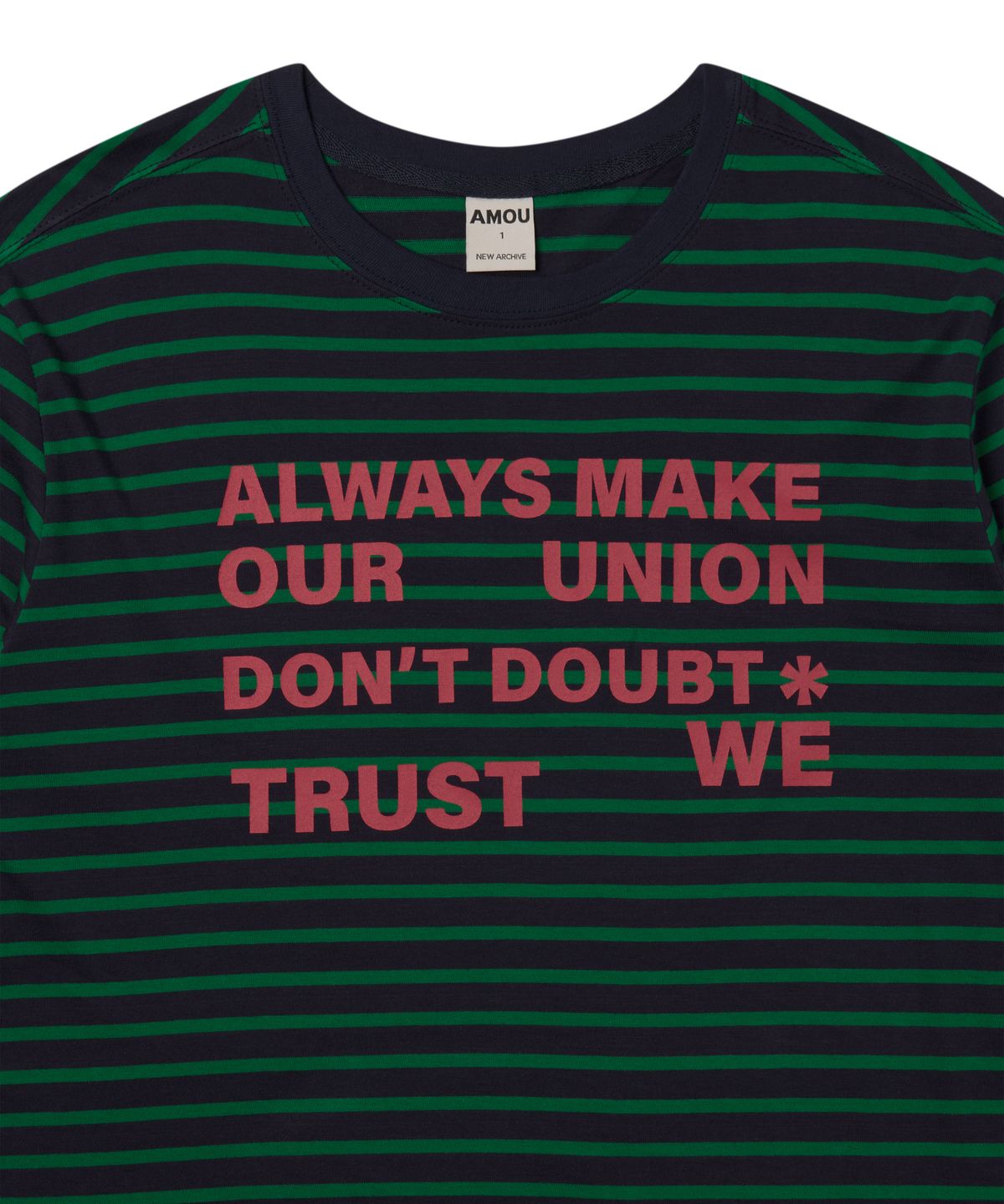 아모우(AMOU) Lettering Stripe Long Sleeve GREEN
