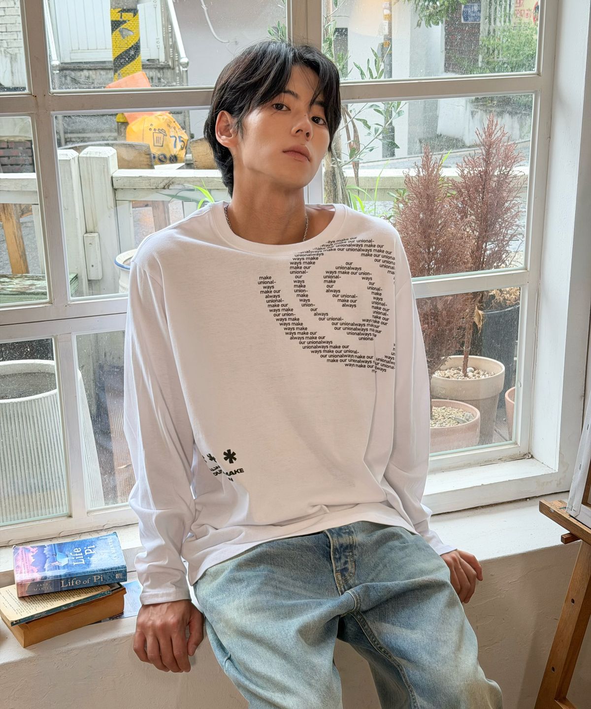 아모우(AMOU) Molly Shell Long Sleeve WHITE