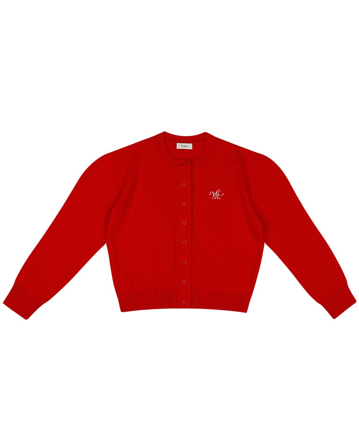 블레티(VLETI) Cotton Round Knit Cardigan (red)