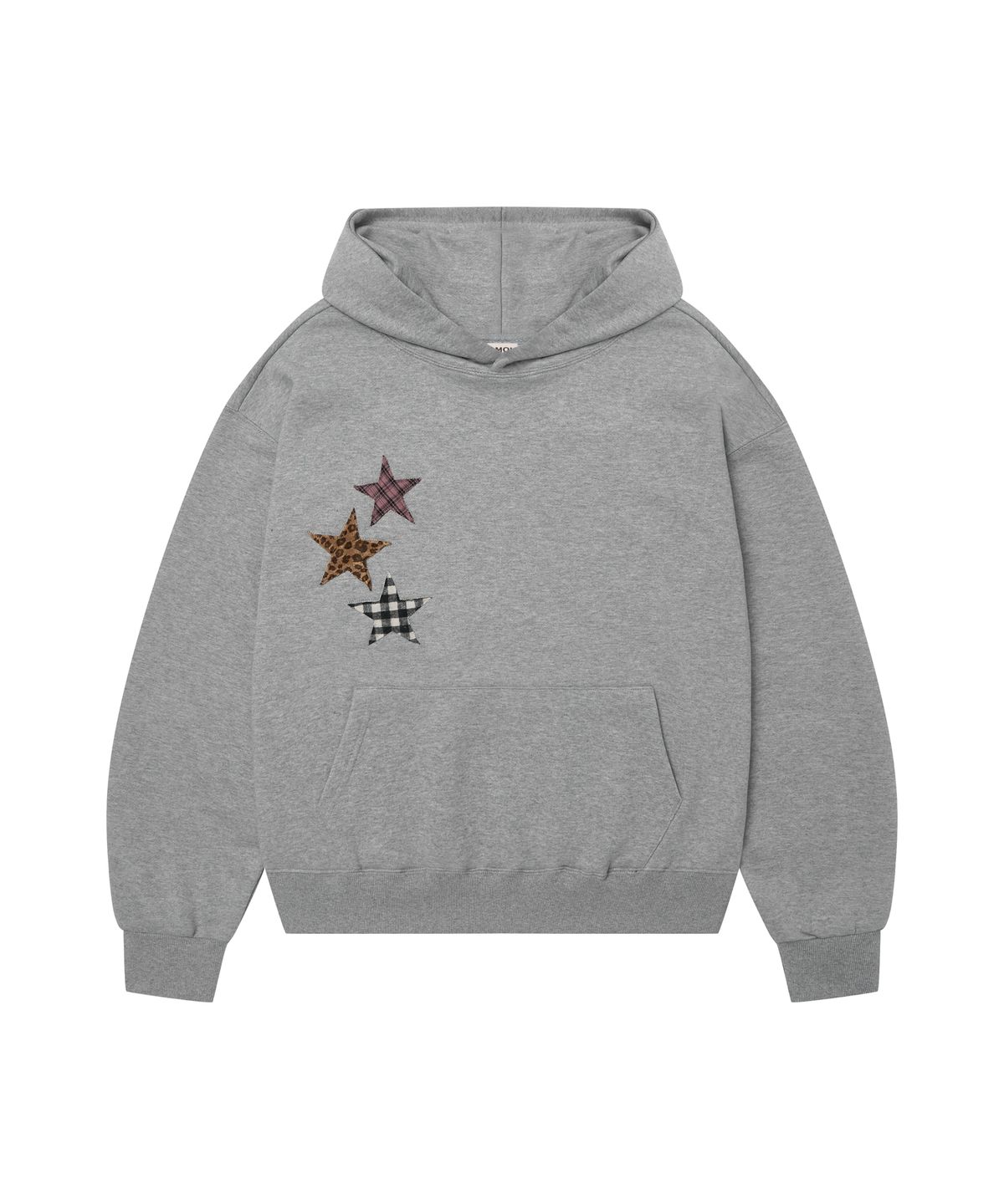 아모우(AMOU) Mix Star Applique Hoodie GRAY