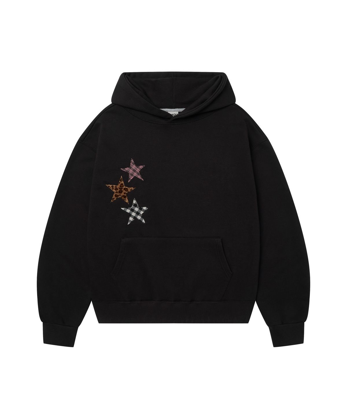 아모우(AMOU) Mix Star Applique Hoodie BLACK