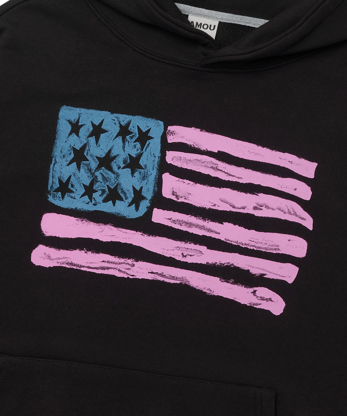 아모우(AMOU) USA Painted Hoodie BLACK