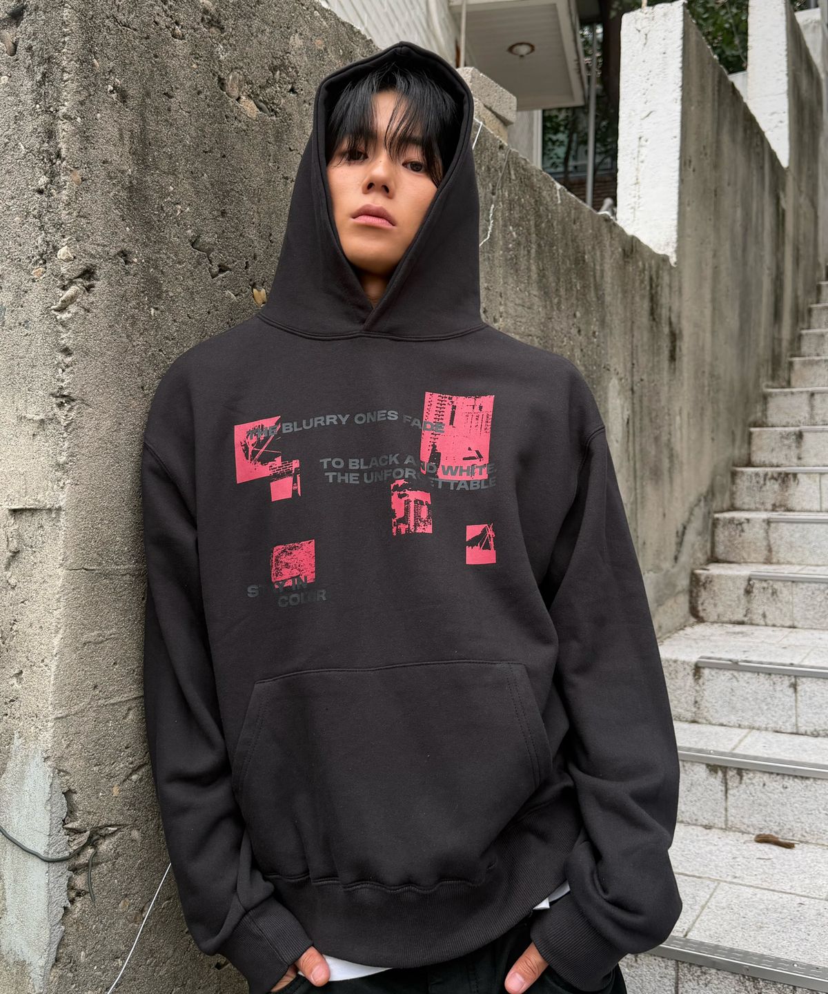 아모우(AMOU) Fade Picture Hoodie BLACK