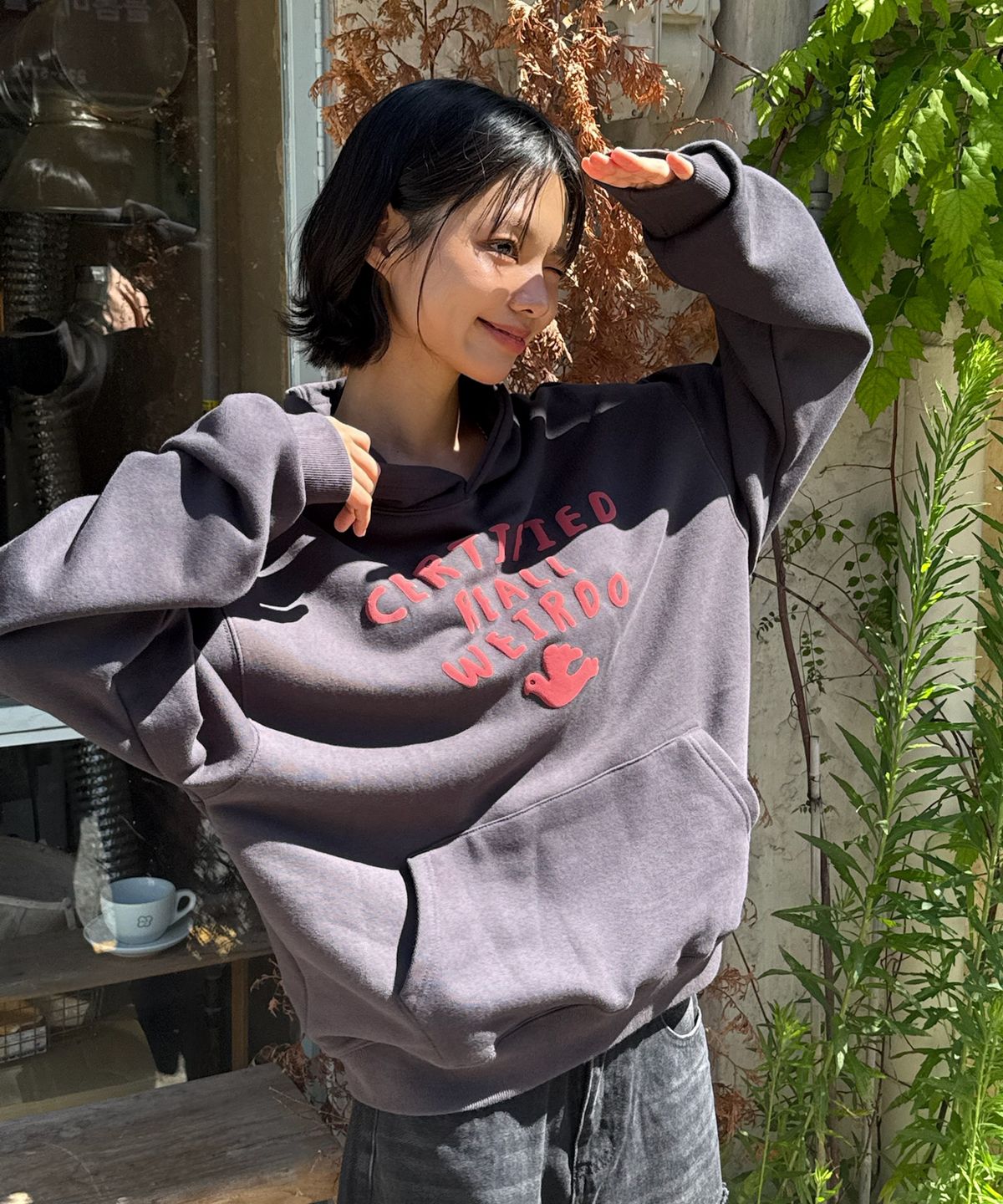 아모우(AMOU) Weirdo Hoodie CHACOAL GRAY