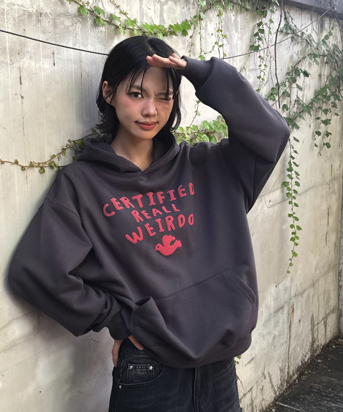 아모우(AMOU) Weirdo Hoodie CHACOAL GRAY