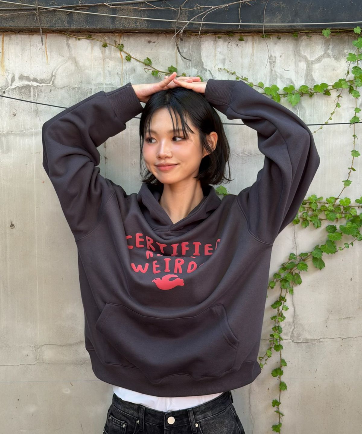 아모우(AMOU) Weirdo Hoodie CHACOAL GRAY
