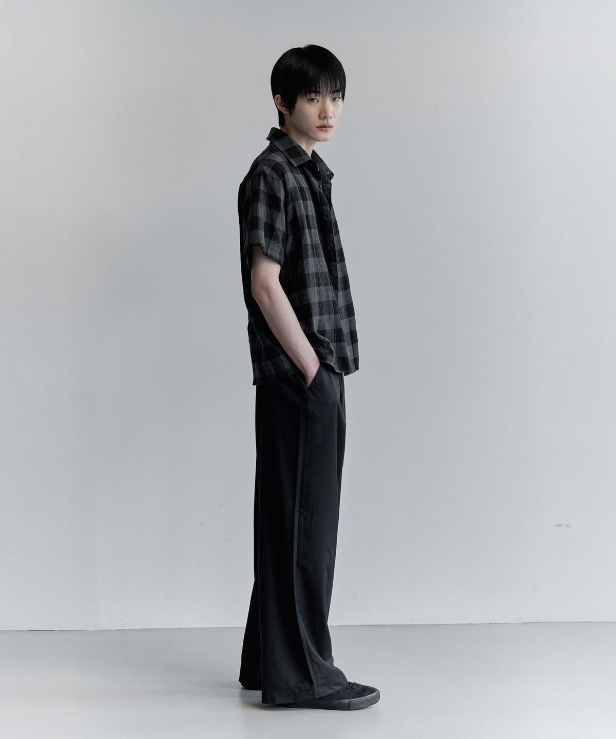 키류(KIRYU) BUFFALO BIG CHECK HALF SHIRT_BLACK