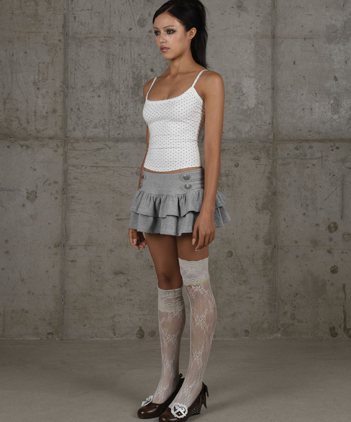 카이야(KAIYA) angel wing sleeveless - white dot