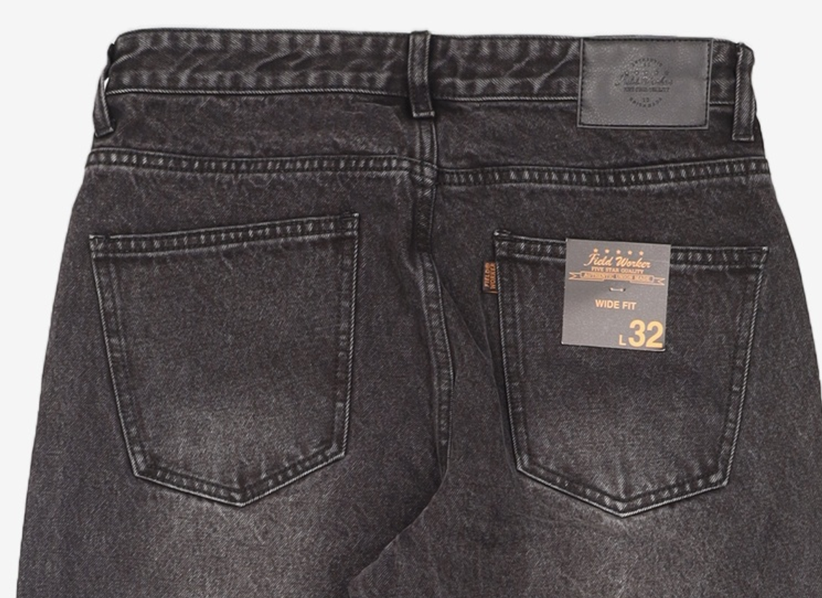 필드워커(FIELDWORKER) SIWA WASHING SEMI WIDE DENIM [BLACK] L